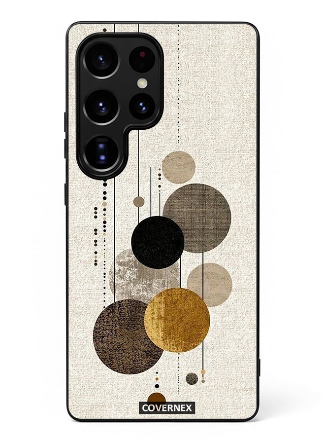 Covernex Samsung Galaxy S25 Ultra Protective Case Cover Printed Featuring Neutral Tones Circular and Linear Art - Image 2
